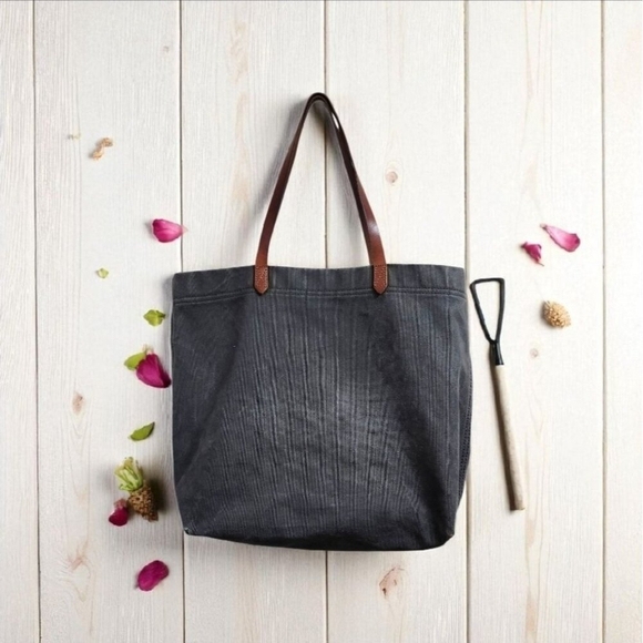 Madewell Handbags - Madewell Gray Tote Bag with Leather Handles